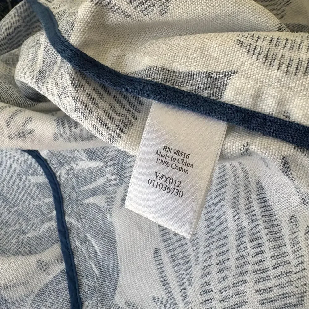 COLDWATER CREEK Women's XL Petit Blue White Floral Notch Lapel Cotton Blazer - Picture 4 of 11